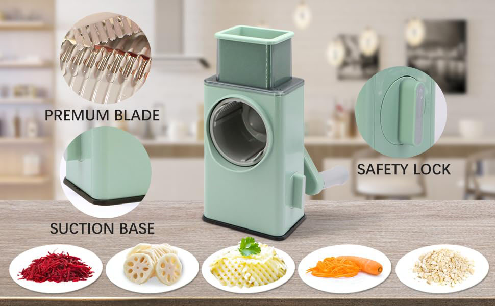 3-in-1 Multifunctionele Trommelrasp, Snijder en Schredder